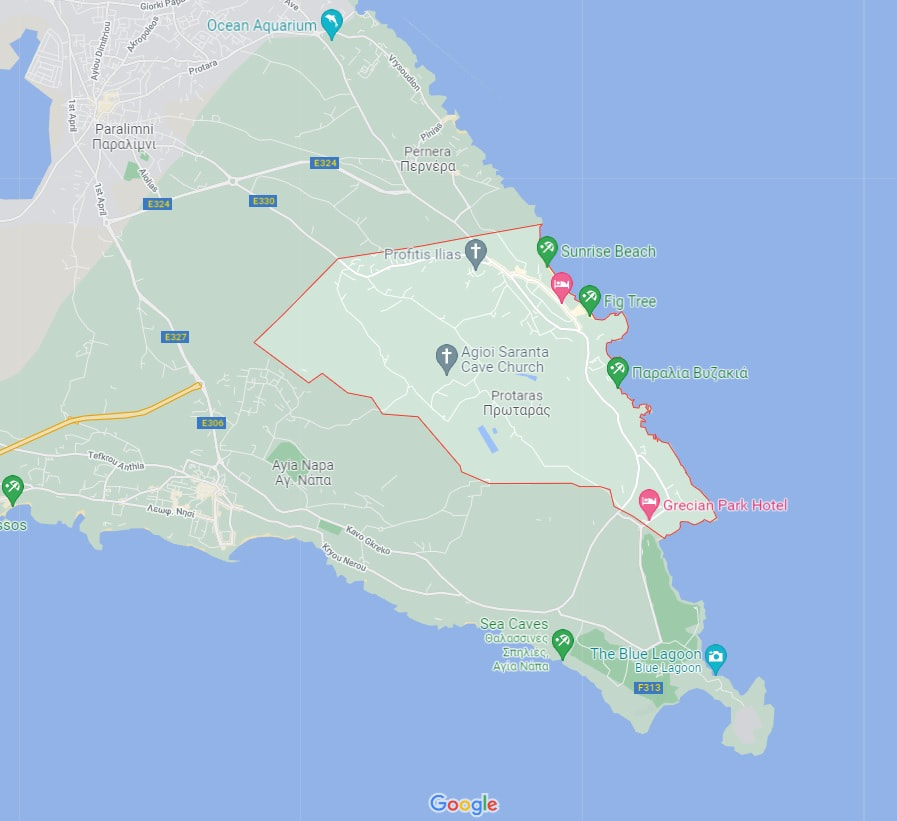 Protaras location map